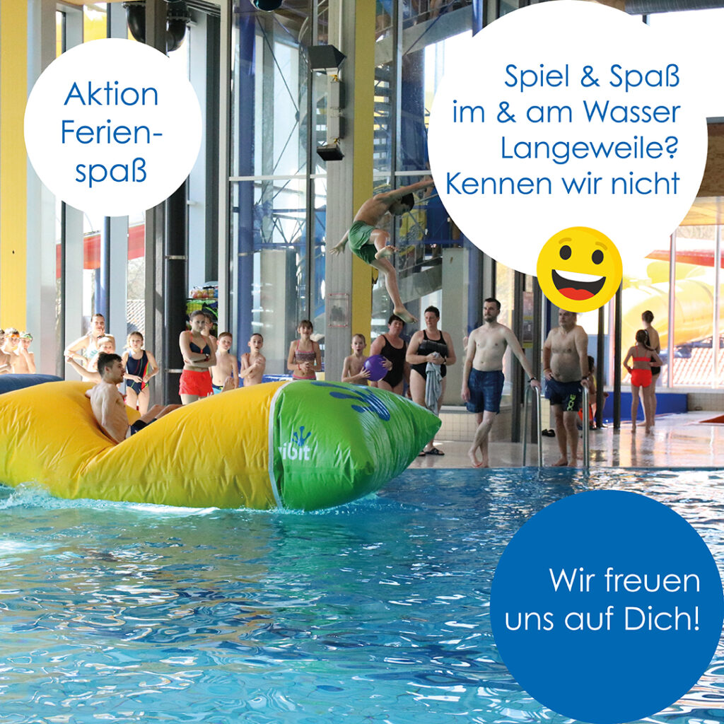 Luftkissen im Schwimmerbecken wo Kinder springen